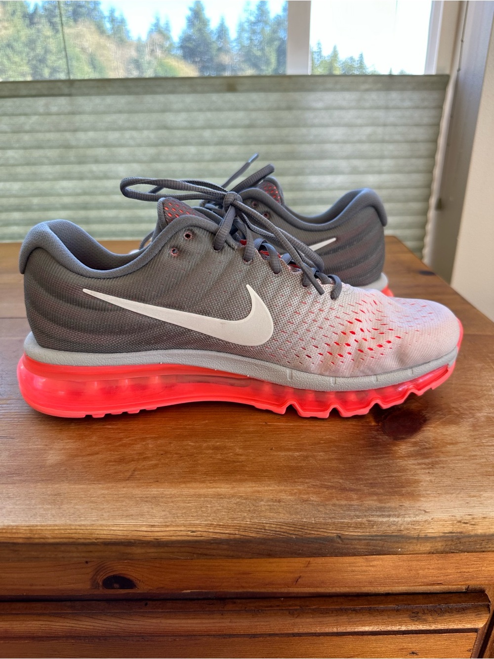Nike Women's Grey with Neon Pink Air Max Running Shoes